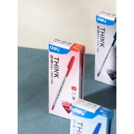 Lodīšu pildspalva Deli Think Q3-RD, 1mm, sarkana