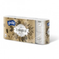 Tualetes papīrs GRITE Ecological 3 sl., baltā krāsā, 8 gab./iepak., 14.85m., 135 loksnes