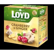 Augļu tēja LOYD Pyramids ar dzērveņu un ingvera garšu, 20x2 g