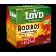 Sarkanā tēja LOYD Pyramids Rooibos ar Manuka medu, avenēm un dzērvenēm, 20x1,7 g