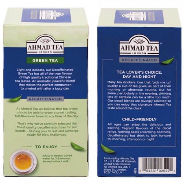 Ahmad  Tēja 20' Alu Decaff. Green