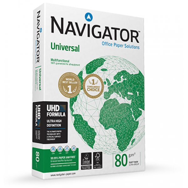 Papīrs NAVIGATOR UNIVERSAL A4 80g/m2, 500 loksnes/iepakojumā