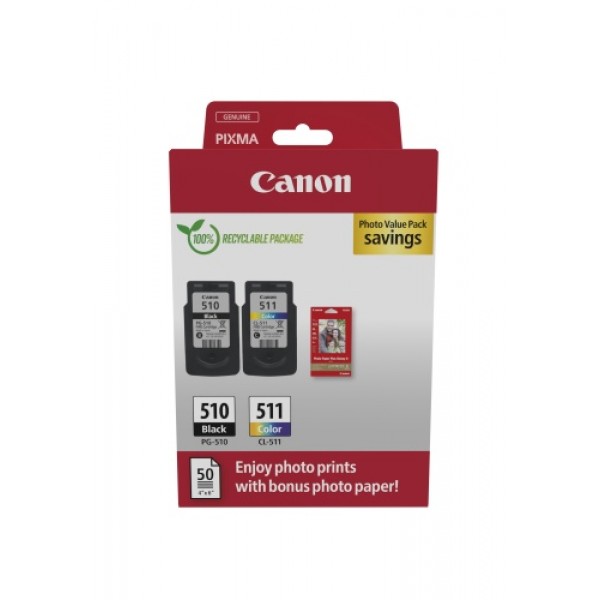 Canon PG-510/CL-511 (2970B017) Photo value pack Ink Cartridge Multipack, BK/CMY