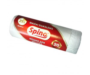 Atkritumu maisi 25L, 48x60cm, balti, 10mikr, HDPE, MULTIPACK, 20gab/rul, 50rul/kastē