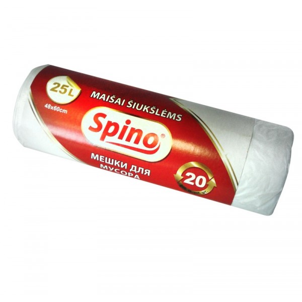 Atkritumu maisi 25L, 48x60cm, balti, 10mikr, HDPE, MULTIPACK, 20gab/rul, 50rul/kastē