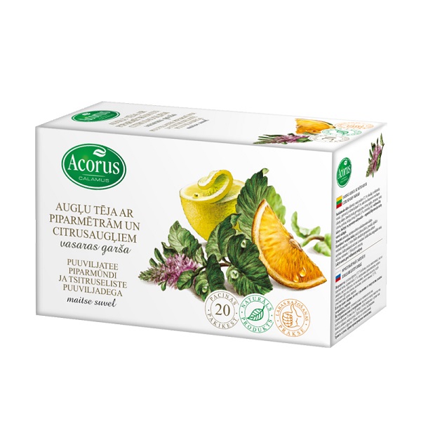 Augļu un zāļu tēja HERBITUM ar Piparmetru un Citronu, maisiņi, 2.5gx20gb