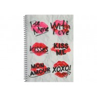*Klade ar spirāli ECONOMIX VALENTINE:Kiss me A5 (80), PP vāks