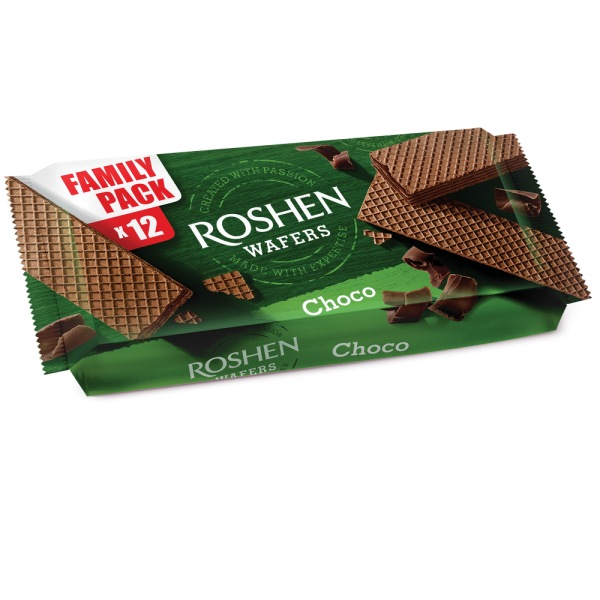 Vafeles ROSHEN WAFERS ar šokolādes krēma pildījumu, 216g