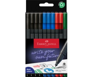 Flomāstertipa pildspalvu komplekts Faber-Castell Finepen Grip 0,4mm, 10 krāsas