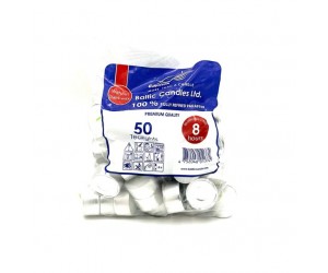 Svece parafina T-gaisma ar alumin. pamatu, 50 gab.(10 pieak./1 kaste)