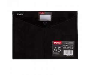 Mape-aploksne ar pogu PATIO PP, A5 formāts, melna