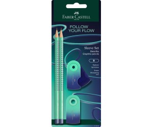 Zīmuļu komplekts Faber-Castell Grip Flow Edition Buzzing Blue HB, zilgani-zaļš