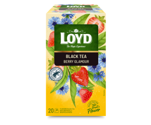 Aromatizēts melnās un zaļās tējas maisījums LOYD Berry Glamour 20x1,75 g